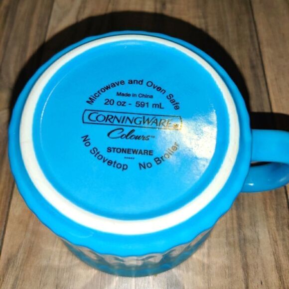 CorningWare Colours 20 oz Sky Blue Coffee / Soup Mug Stoneware 591 ML - Picture 6 of 7